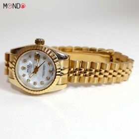 خرید ساعت مچی عقربه ای زنانه رولکس طلایی مدل دیت جاست کد R204