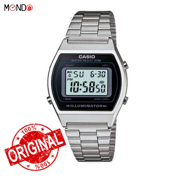 خرید اینترنتی ساعت مچی کاسیو مردانه مدل B640WD-1AVEF اصل استیل نقره ای مشکی