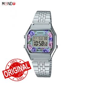 خرید ساعت مچی کاسیو زنانه مدل LA680WA-2CDF اصل استیل نقره ای صفحه گلدار