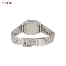 نمای پشت کاسیو زنانه مدل LA680WA-2CDF اصل استیل نقره ای صفحه گلدار