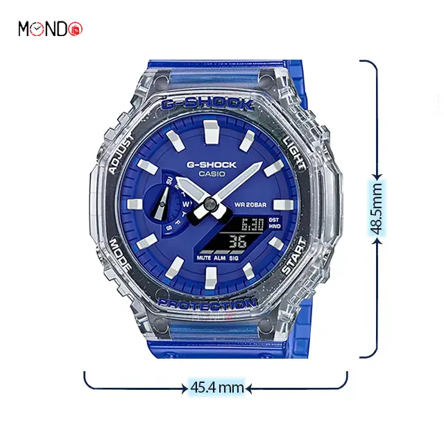 ابعاد وسایز ساعت مچی کاسیو جی شاک مدل GA-2100HC-2A آبی رنگ