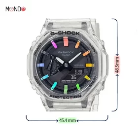 سایز ساعت جی شاک مدل GA2100 Rainbow Jelly SKE-7AER موندوشاپ
