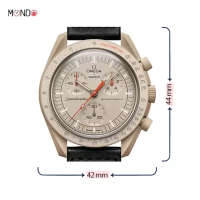 سایز و ابعاد ساعت امگا سواچ مشتری Omega Swatch Mission to Jupiter کرم رنگ