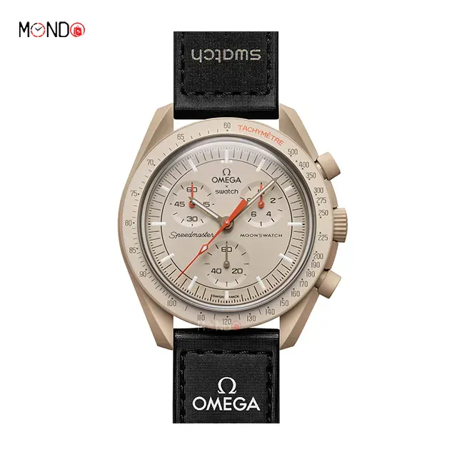 خرید و مشخصات ساعت امگا سواچ مشتری Omega Swatch Mission to Jupiter کرم مشکی