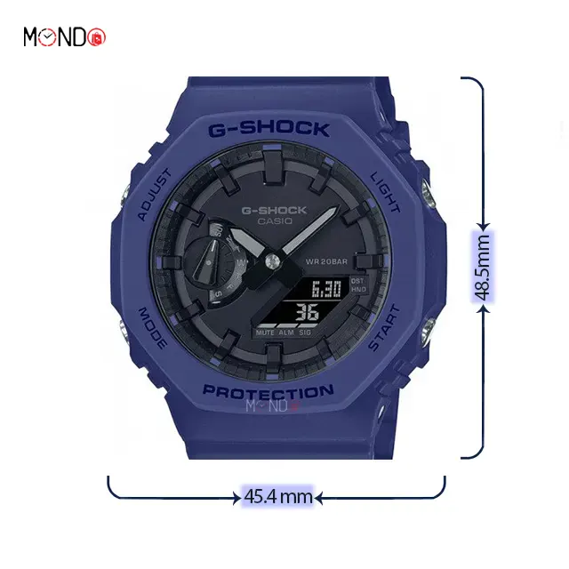 سایز و ابعاد ساعت مچی مردانه کاسیو جی شاک مدل GA-2100-2AER سرمه ای رنگ
