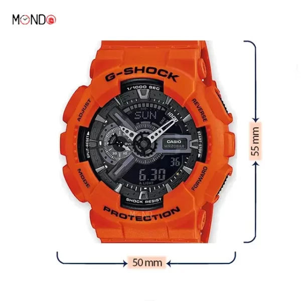 سایز و ابعاد ساعت مچی مردانه کاسیو جی شاک مدل GA110-MR