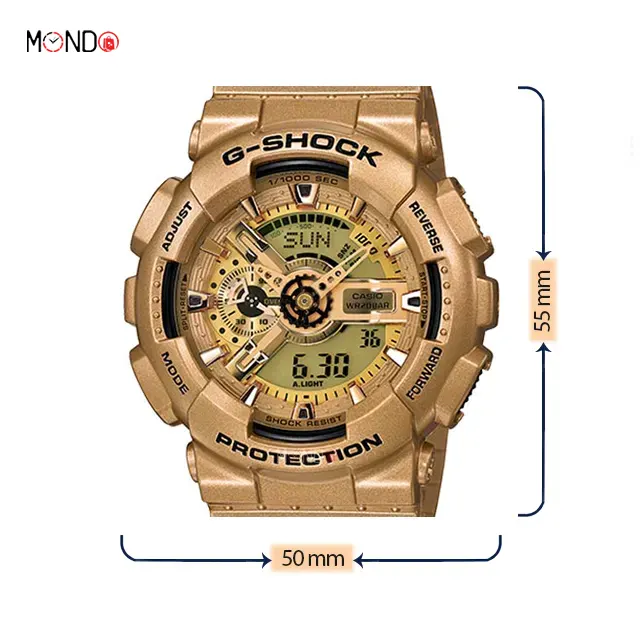 سایز و ابعاد ساعت مچی مردانه کاسیو جی شاک مدل GA-110GD