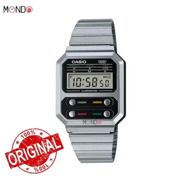 خرید اینترنتی ساعت مچی کاسیو مدل A100WE-1ADF اصل نقره ای استیل