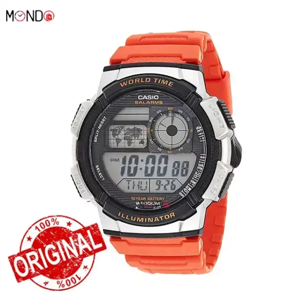 خرید اینترنتی ساعت مچی کاسیو مدل AE-1000W-4B اصل بند نارنجی