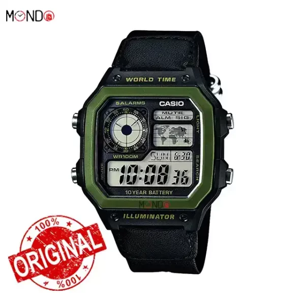 خرید اینترنتی ساعت مچی کاسیو مدل AE-1200WHB-1B اصل مشکی سبز