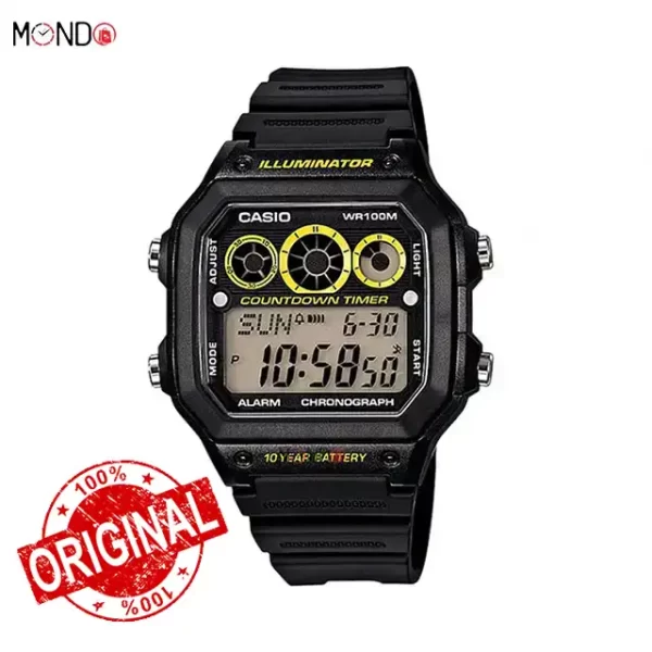 خرید اینترنتی ساعت مچی کاسیو مدل AE-1300WH-1A اصل مشکی زرد