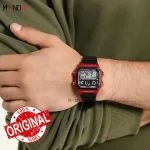 نمای روی دست ساعت مچی کاسیو مدل AE-1300WH-4A اصل مشکی قرمز