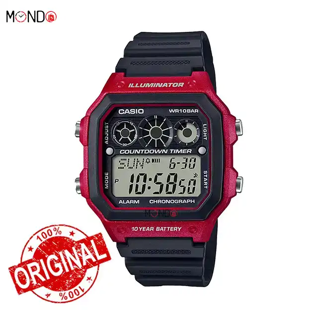 خرید اینترنتی ساعت مچی کاسیو مدل AE-1300WH-4A اصل مشکی قرمز