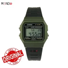 خرید اینترنتی کاسیو سبز F-91WM-3A اصل مشکی سبز رزین