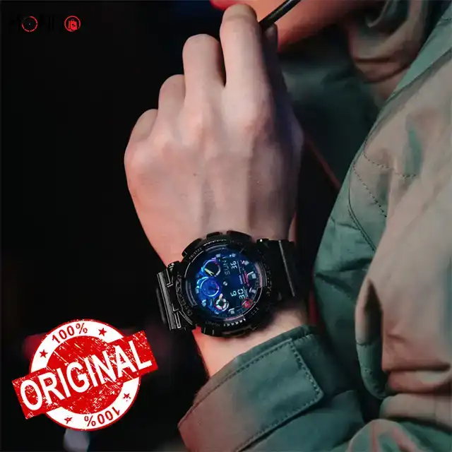نمای دست ساعت مچی جی شاک مدل GA-100RGB-1ADR اصل مشکی صفحه رنگی