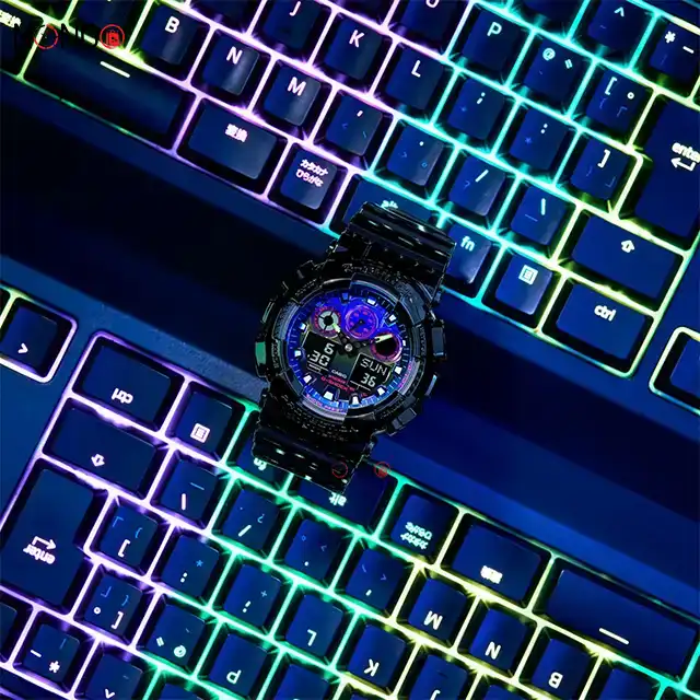 سفارش آنلاین ساعت مچی جی شاک مدل GA-100RGB-1ADR اصل مشکی صفحه رنگی