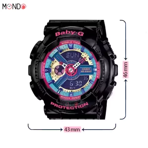 سایز و ابعاد ساعت مچی کاسیو بیبی جی مدل BA-112-1ADR صفحه رنگی