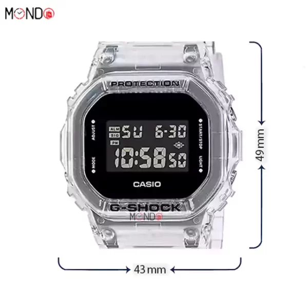 سایز و ابعاد ساعت مچی کاسیو جی شاک مدل DW5600SKE-7D بند شیشه ای