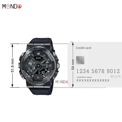 سایز و ابعاد ساعت مچی جی شاک مدل GM-110BB-1ADR اصل مشکی رنگ