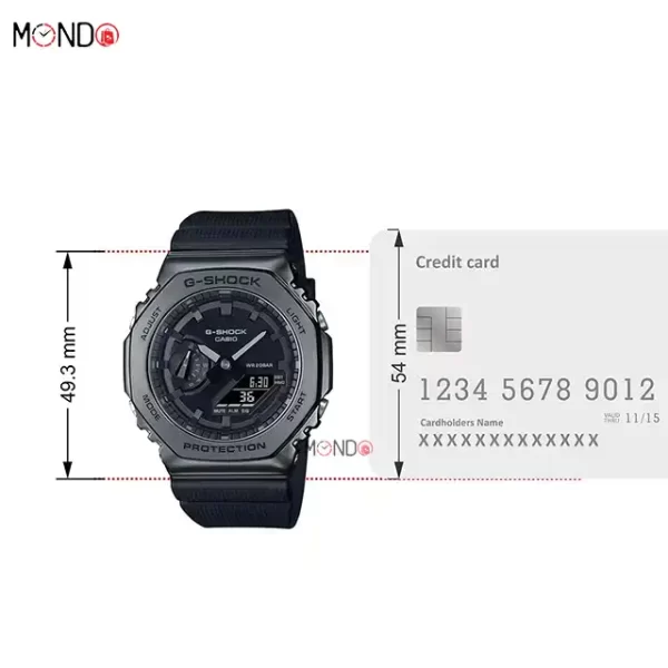 سایز و ابعاد ساعت مچی جی شاک مدل GM-2100BB-1ADR اصل تمام مشکی