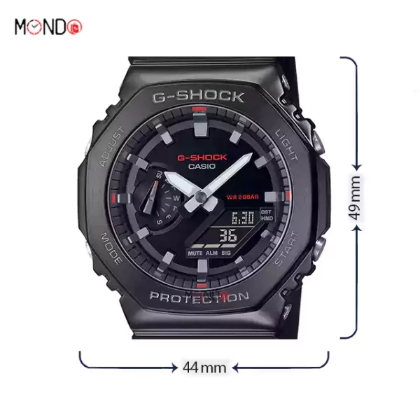 سایز و ابعاد ساعت مچی جی شاک مدل GM-2100CB-1ADR اصل مشکی بند پارچه ای
