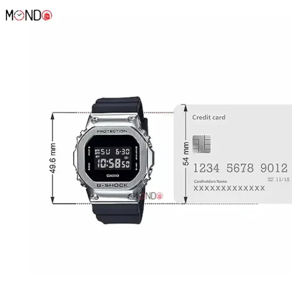 سایز و ابعاد ساعت مچی جی شاک مدل GM-5600-1DR اصل مشکی نقره ای