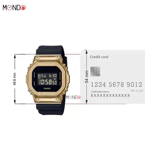 سایز و ابعاد ساعت مچی جی شاک مدل GM-5600G-9DR اصل مشکی طلایی