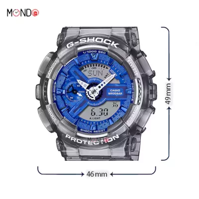 سایز و ابعاد ساعت مچی جی شاک مدل GMA-S110TB-8ADR اصل آبی خاکستری