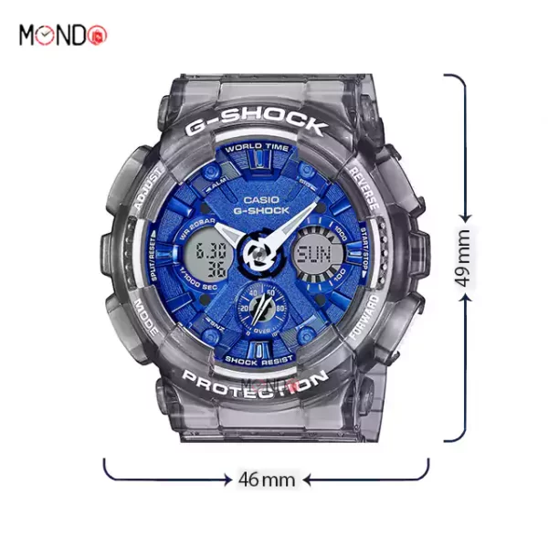 سایز و ابعاد ساعت مچی جی شاک مدل GMA-S120TB-8ADR اصل آبی خاکستری