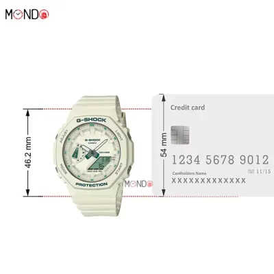 سایز و ابعاد ساعت مچی جی شاک مدل GMA-S2100GA-7ADR اصل شیری رنگ
