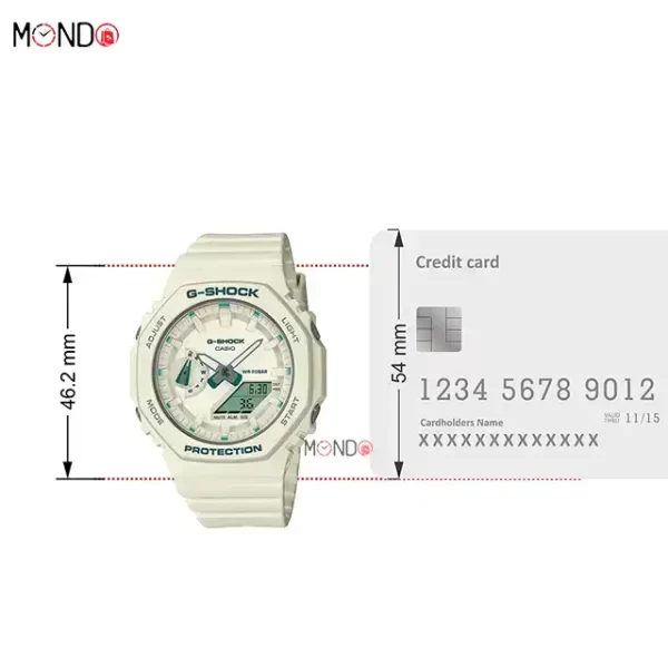 سایز و ابعاد ساعت مچی جی شاک مدل GMA-S2100GA-7ADR اصل شیری رنگ