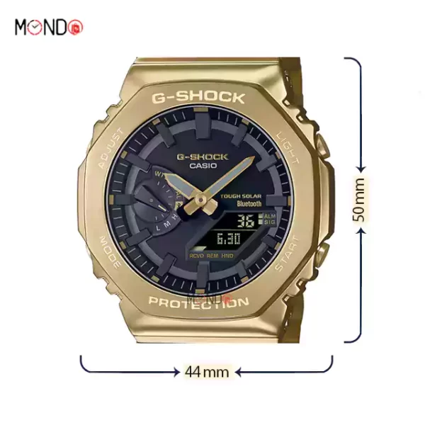 سایز و ابعاد ساعت مچی جی شاک مدل GM-B2100GD-9ADR اصل طلایی استیل