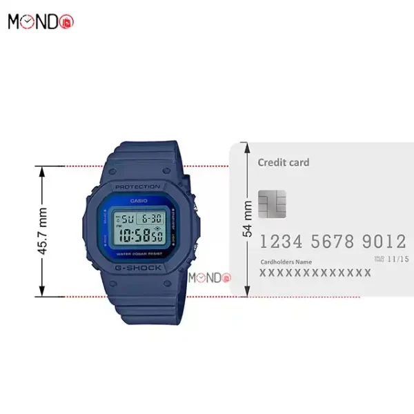 سایز و ابعاد ساعت مچی جی شاک مدل GMD-S5600-2DR اصل سرمه ای رنگ