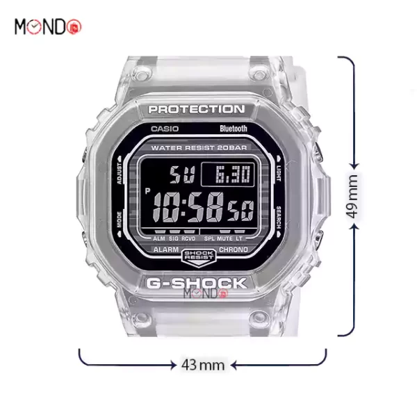 سایز و ابعاد ساعت مچی جی شاک مدل dw-b5600g-7dr سفید شفاف