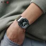 نمای روی دست ساعت مچی کاسیو جی شاک مدل GM-2100CB-3AER های کپی بند پارچه ای سبز طوسی