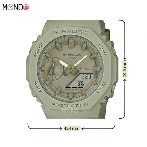 سایز و ابعاد ساعت مچی کاسیو جی شاک مدل GMA-S2100BA-3ADR های کپی مشکی سبز