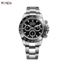 خرید اینترنتی ساعت مچی رولکس دیتونا نقره ای صفحه مشکی ZB های کپی Rolex Daytona