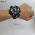 نمای روی دست ساعت جی‌شاک ارزان مشکی نقره ای مدل 38096