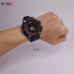 نمای روی دست ساعت جی‌شاک ارزان مشکی قرمز مدل 38099