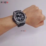 نمای روی دست ساعت جی‌شاک ارزان مشکی نقره ای مدل 38104