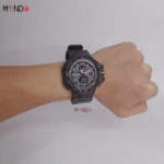 نمای روی دست ساعت جی‌شاک ارزان مشکی قرمز مدل 38117