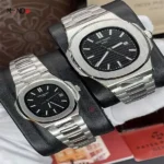 ساعت ست پتک فیلیپ استیل صفحه مشکی ناتیلوس Patek Philippe Nautilus