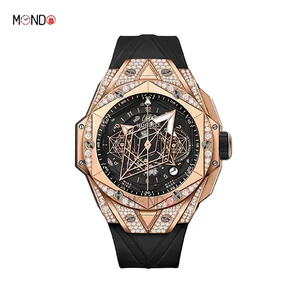 ساعت مردانه هابلوت کهکشانی رزگلد نگین دار Hublot Unico Sang