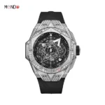 ساعت مردانه هابلوت کهکشانی سیلور نگین دار Hublot Unico Sang