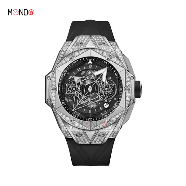 ساعت مردانه هابلوت کهکشانی سیلور نگین دار Hublot Unico Sang