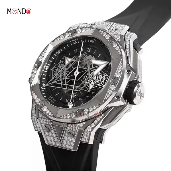 ساعت مردانه هابلوت کهکشانی سیلور نگین دار Hublot Unico Sang