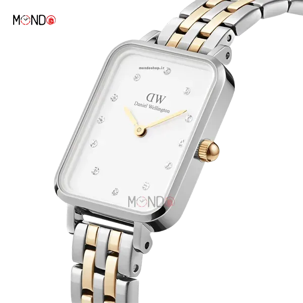 ساعت دنیل ولینگتون صفحه سفید نگین دار مدل DW5-LINK TWO-TONE