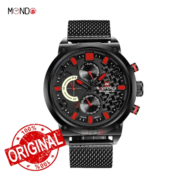 NF9068 B-R copy ساعت نیوی فورس مردانه مدل NF9068S B-R-B بند حصیری