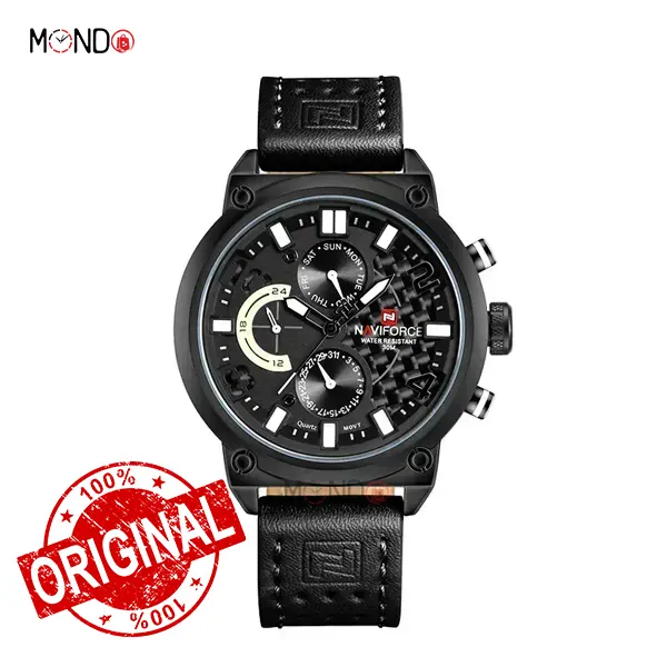 NF9068 B-W-B copy ساعت نیوی فورس مردانه مدل NF9068L-B-W-B بند چرمی