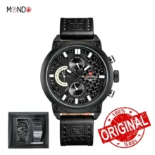 ساعت نیوی فورس مردانه NF9068LS B-W-B با 2 بند (چرمی + حصیری)